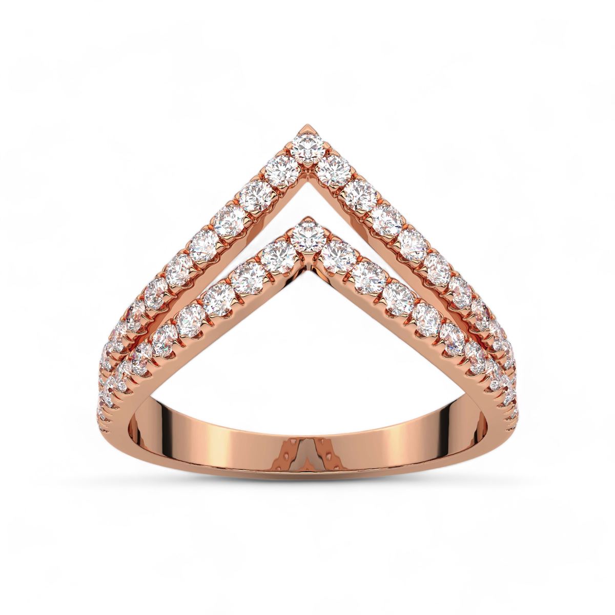 Dual Layer Chevron Diamond Ring