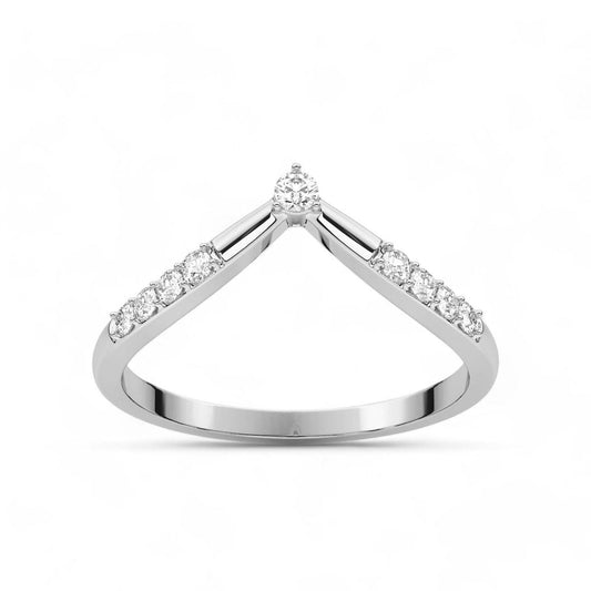 Accented Solitaire Chevron Band