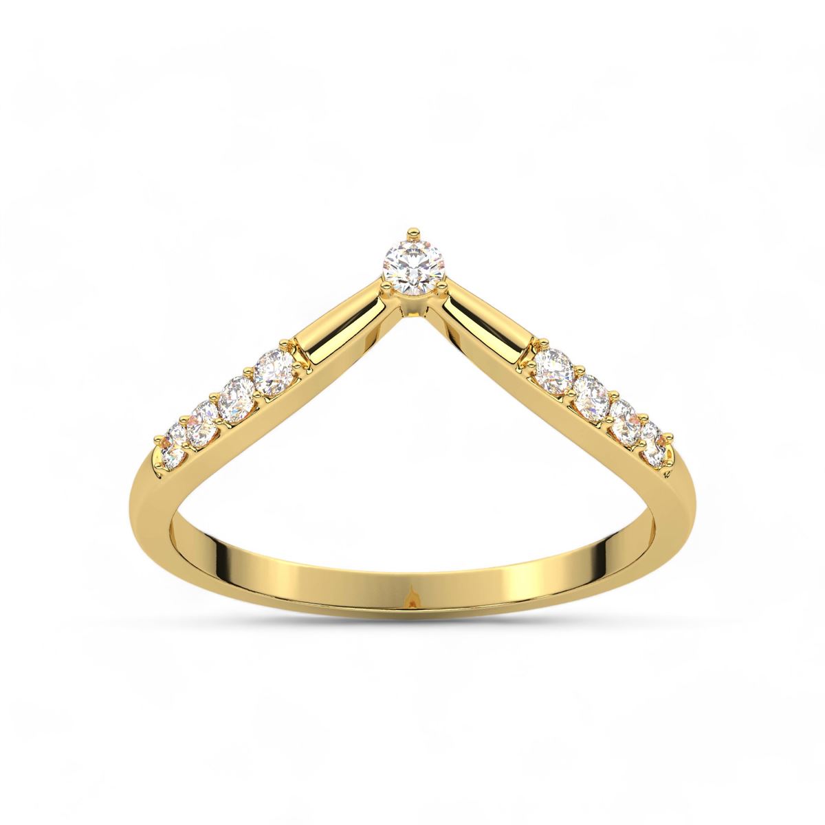 Accented Solitaire Chevron Band