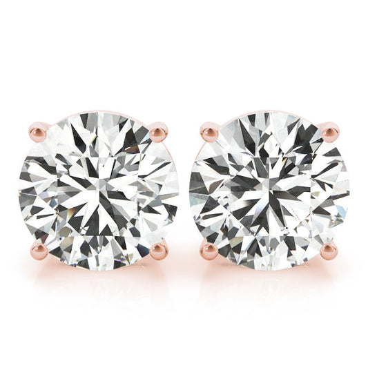 Four Prong Screw Back Round Stud Earrings