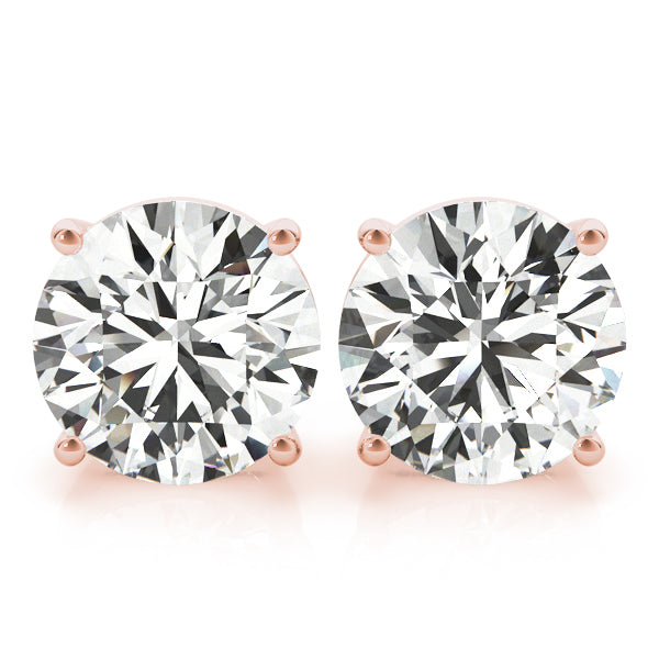 Four Prong Screw Back Round Stud Earrings
