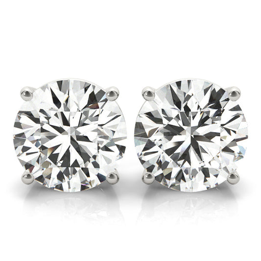Four Prong Screw Back Round Stud Earrings
