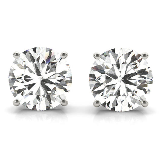 Four Prong Push Back Round Stud Earrings