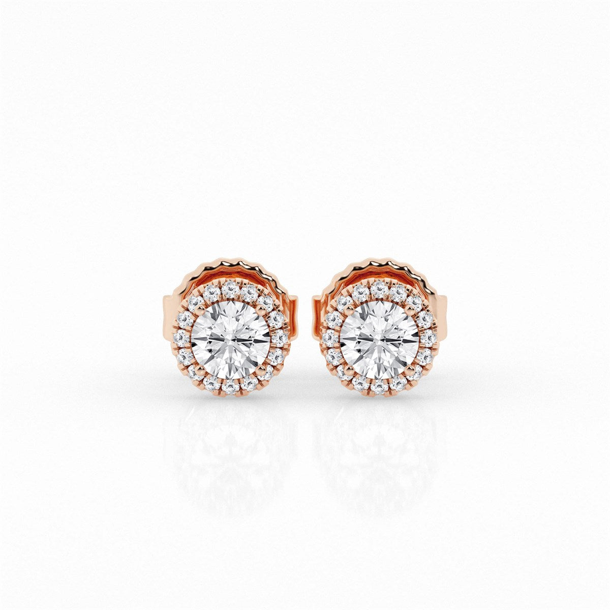 Round Lab Grown Diamond Halo Earrings