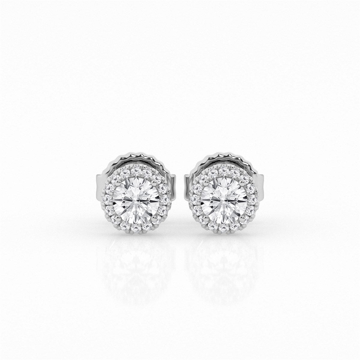 Round Lab Grown Diamond Halo Earrings