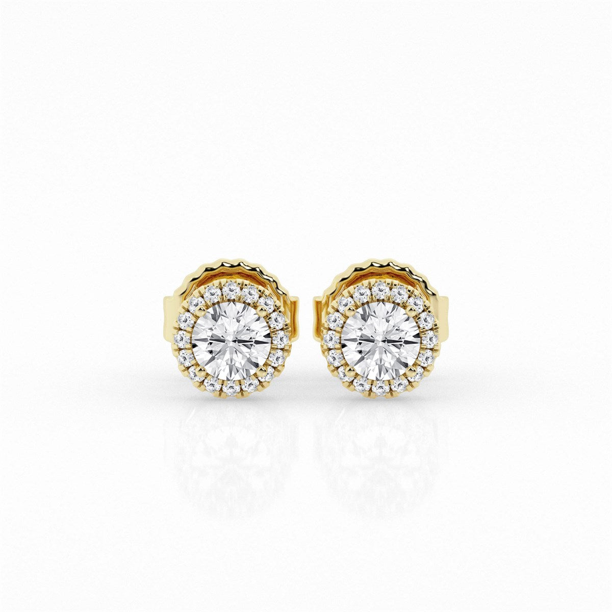 Round Lab Grown Diamond Halo Earrings