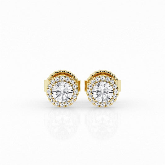 Round Lab Grown Diamond Halo Earrings