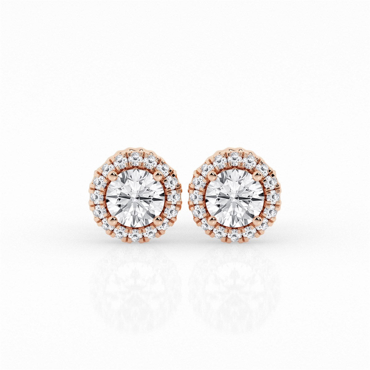 Round Lab Grown Diamond Halo Earrings