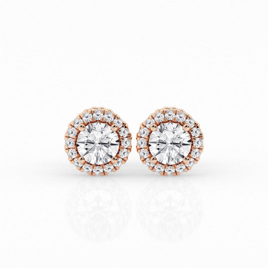 Round Lab Grown Diamond Halo Earrings