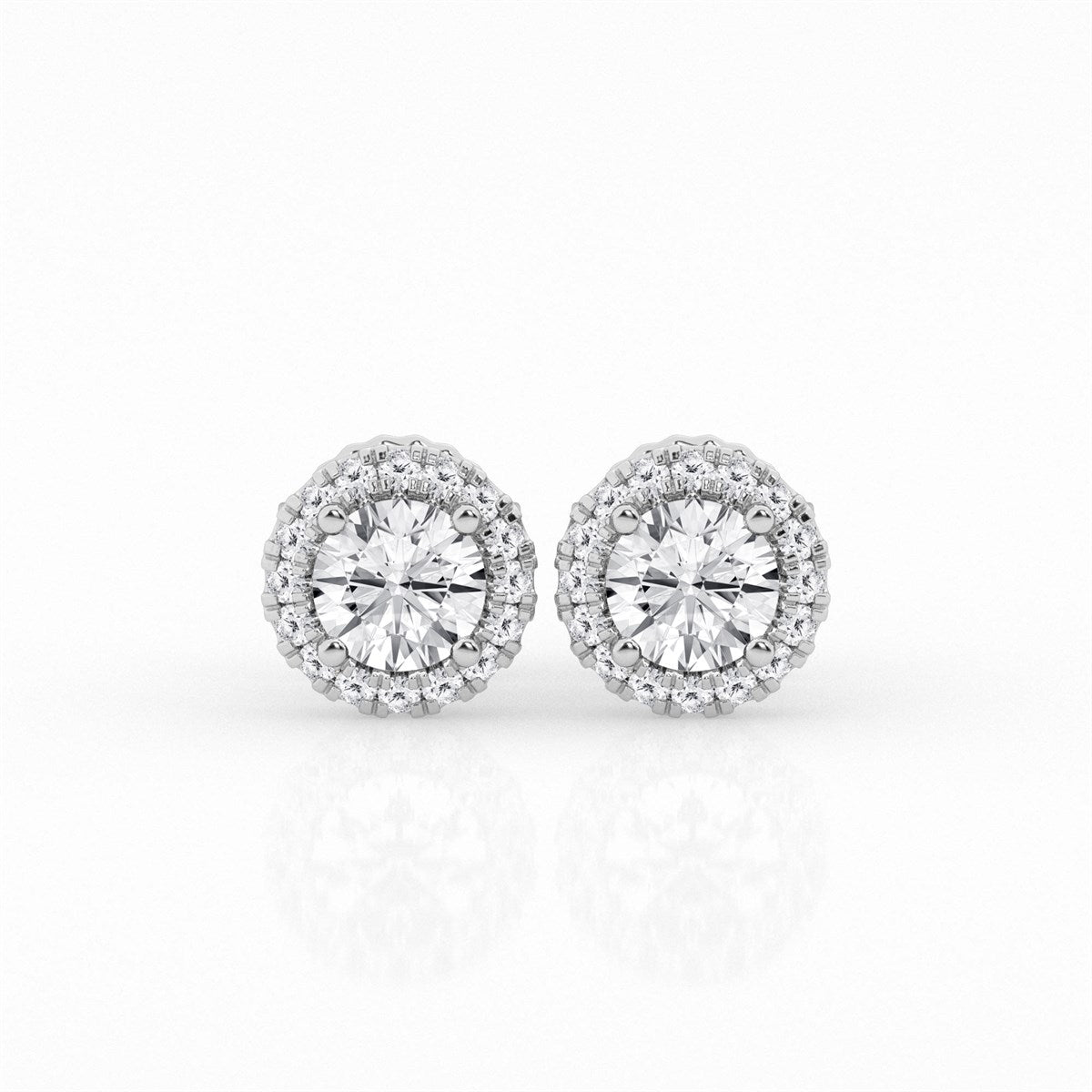 Round Lab Grown Diamond Halo Earrings