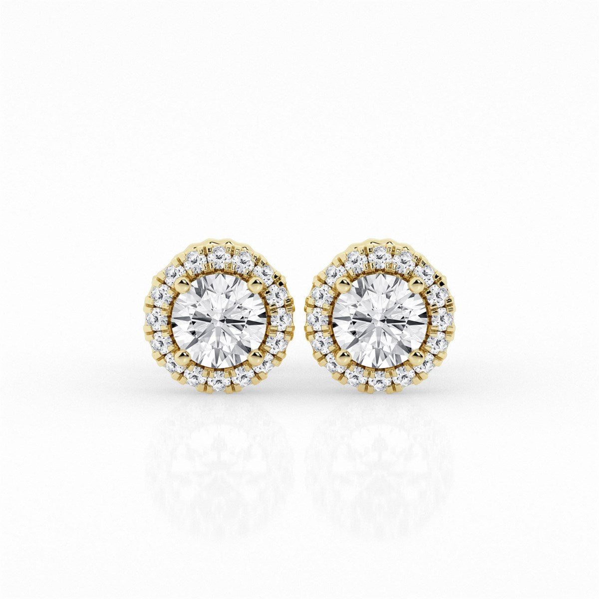 Round Lab Grown Diamond Halo Earrings