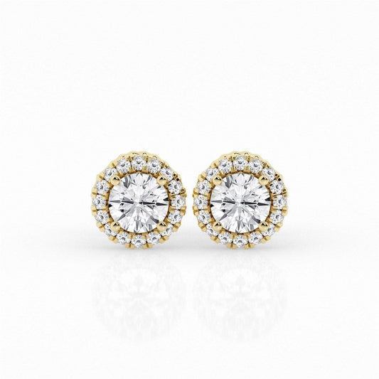 Round Lab Grown Diamond Halo Earrings